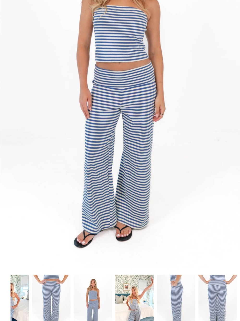 Day + Moon Stripe Tube Top Set - Blue & White - Picture 5 of 5